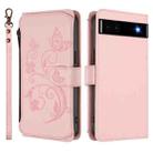 For Google Pixel 6a Butterfly Love Flower Multi-card Zipper Wallet Leather Phone Case(Pink) - 2