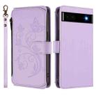For Google Pixel 6a Butterfly Love Flower Multi-card Zipper Wallet Leather Phone Case(Light Purple) - 2