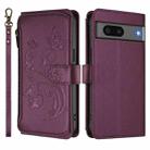 For Google Pixel 7 5G Butterfly Love Flower Multi-card Zipper Wallet Leather Phone Case(Dark Purple) - 2
