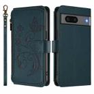 For Google Pixel 7 5G Butterfly Love Flower Multi-card Zipper Wallet Leather Phone Case(Dark Green) - 2