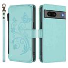 For Google Pixel 7 5G Butterfly Love Flower Multi-card Zipper Wallet Leather Phone Case(Mint Green) - 2