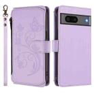 For Google Pixel 7 5G Butterfly Love Flower Multi-card Zipper Wallet Leather Phone Case(Light Purple) - 2