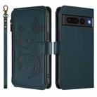 For Google Pixel 7 Pro 5G Butterfly Love Flower Multi-card Zipper Wallet Leather Phone Case(Dark Green) - 2