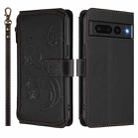 For Google Pixel 7 Pro 5G Butterfly Love Flower Multi-card Zipper Wallet Leather Phone Case(Black) - 2