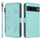For Google Pixel 7 Pro 5G Butterfly Love Flower Multi-card Zipper Wallet Leather Phone Case(Mint Green) - 2