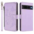 For Google Pixel 7 Pro 5G Butterfly Love Flower Multi-card Zipper Wallet Leather Phone Case(Light Purple) - 2
