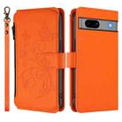For Google Pixel 7a Butterfly Love Flower Multi-card Zipper Wallet Leather Phone Case(Orange) - 2