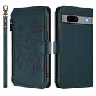 For Google Pixel 7a Butterfly Love Flower Multi-card Zipper Wallet Leather Phone Case(Dark Green) - 2