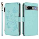 For Google Pixel 7a Butterfly Love Flower Multi-card Zipper Wallet Leather Phone Case(Mint Green) - 2