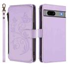 For Google Pixel 7a Butterfly Love Flower Multi-card Zipper Wallet Leather Phone Case(Light Purple) - 2