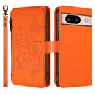 For Google Pixel 8 Butterfly Love Flower Multi-card Zipper Wallet Leather Phone Case(Orange) - 2