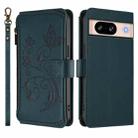 For Google Pixel 8 Butterfly Love Flower Multi-card Zipper Wallet Leather Phone Case(Dark Green) - 2