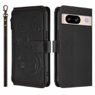 For Google Pixel 8 Butterfly Love Flower Multi-card Zipper Wallet Leather Phone Case(Black) - 2