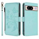For Google Pixel 8 Butterfly Love Flower Multi-card Zipper Wallet Leather Phone Case(Mint Green) - 2
