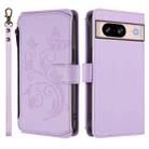 For Google Pixel 8 Butterfly Love Flower Multi-card Zipper Wallet Leather Phone Case(Light Purple) - 2
