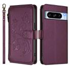 For Google Pixel 8 Pro Butterfly Love Flower Multi-card Zipper Wallet Leather Phone Case(Dark Purple) - 2