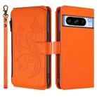For Google Pixel 8 Pro Butterfly Love Flower Multi-card Zipper Wallet Leather Phone Case(Orange) - 2