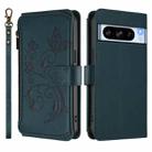 For Google Pixel 8 Pro Butterfly Love Flower Multi-card Zipper Wallet Leather Phone Case(Dark Green) - 2