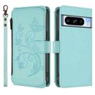 For Google Pixel 8 Pro Butterfly Love Flower Multi-card Zipper Wallet Leather Phone Case(Mint Green) - 2