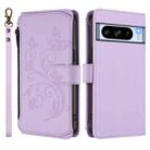 For Google Pixel 8 Pro Butterfly Love Flower Multi-card Zipper Wallet Leather Phone Case(Light Purple) - 2