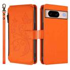 For Google Pixel 8a Butterfly Love Flower Multi-card Zipper Wallet Leather Phone Case(Orange) - 2