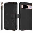 For Google Pixel 8a Butterfly Love Flower Multi-card Zipper Wallet Leather Phone Case(Black) - 2