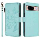 For Google Pixel 8a Butterfly Love Flower Multi-card Zipper Wallet Leather Phone Case(Mint Green) - 2