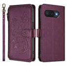 For Google Pixel 9a Butterfly Love Flower Multi-card Zipper Wallet Leather Phone Case(Dark Purple) - 2
