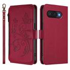 For Google Pixel 9a Butterfly Love Flower Multi-card Zipper Wallet Leather Phone Case(Wine Red) - 2