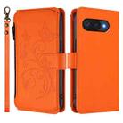 For Google Pixel 9a Butterfly Love Flower Multi-card Zipper Wallet Leather Phone Case(Orange) - 2