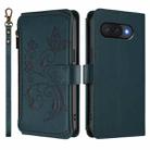 For Google Pixel 9a Butterfly Love Flower Multi-card Zipper Wallet Leather Phone Case(Dark Green) - 2