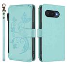 For Google Pixel 9a Butterfly Love Flower Multi-card Zipper Wallet Leather Phone Case(Mint Green) - 2
