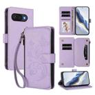 For Google Pixel 9a Butterfly Love Flower Multi-card Zipper Wallet Leather Phone Case(Light Purple) - 1