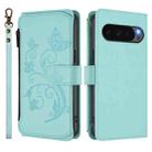 For Google Pixel 10 / 10 Pro / 9 Pro Butterfly Love Flower Multi-card Zipper Wallet Leather Phone Case(Mint Green) - 2