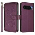 For Google Pixel 10 Pro XL / 9 Pro XL Butterfly Love Flower Multi-card Zipper Wallet Leather Phone Case(Dark Purple) - 2