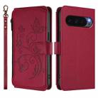 For Google Pixel 10 Pro XL / 9 Pro XL Butterfly Love Flower Multi-card Zipper Wallet Leather Phone Case(Wine Red) - 2