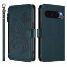 For Google Pixel 10 Pro XL / 9 Pro XL Butterfly Love Flower Multi-card Zipper Wallet Leather Phone Case(Dark Green) - 2