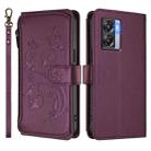 For OnePlus Nord N300 Butterfly Love Flower Multi-card Zipper Wallet Leather Phone Case(Dark Purple) - 2