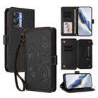 For OnePlus Nord N300 Butterfly Love Flower Multi-card Zipper Wallet Leather Phone Case(Black) - 1