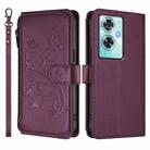 For OnePlus Nord N30 SE 5G Butterfly Love Flower Multi-card Zipper Wallet Leather Phone Case(Dark Purple) - 2
