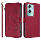 For OnePlus Nord N30 SE 5G Butterfly Love Flower Multi-card Zipper Wallet Leather Phone Case(Wine Red) - 2