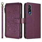 For OnePlus Nord 5 5G / Ace 5 Ultra Butterfly Love Flower Multi-card Zipper Wallet Leather Phone Case(Dark Purple) - 2
