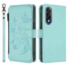 For OnePlus Nord 5 5G / Ace 5 Ultra Butterfly Love Flower Multi-card Zipper Wallet Leather Phone Case(Mint Green) - 2