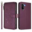 For OnePlus Nord CE5 / Ace 5 Racing Butterfly Love Flower Multi-card Zipper Wallet Leather Phone Case(Dark Purple) - 2