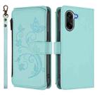 For OnePlus Nord CE5 / Ace 5 Racing Butterfly Love Flower Multi-card Zipper Wallet Leather Phone Case(Mint Green) - 2