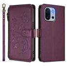For OnePlus 13T Butterfly Love Flower Multi-card Zipper Wallet Leather Phone Case(Dark Purple) - 2
