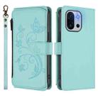 For OnePlus 13T Butterfly Love Flower Multi-card Zipper Wallet Leather Phone Case(Mint Green) - 2