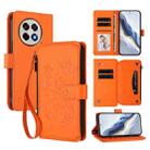 For OnePlus 13R 5G / Ace 5 / 5 Pro Butterfly Love Flower Multi-card Zipper Wallet Leather Phone Case(Orange) - 1