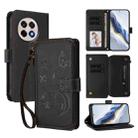 For OnePlus 13R 5G / Ace 5 / 5 Pro Butterfly Love Flower Multi-card Zipper Wallet Leather Phone Case(Black) - 1