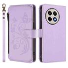 For OnePlus 13R 5G / Ace 5 / 5 Pro Butterfly Love Flower Multi-card Zipper Wallet Leather Phone Case(Light Purple) - 2